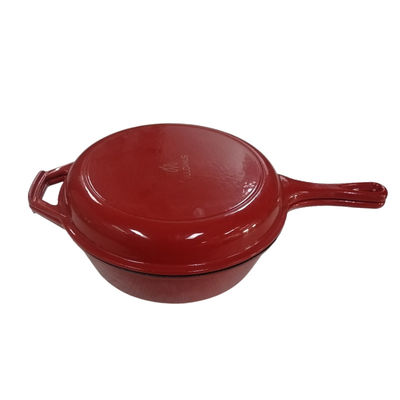 Casseruola per padella in ghisa da 3 litri 2 in 1 cottura multiuso
