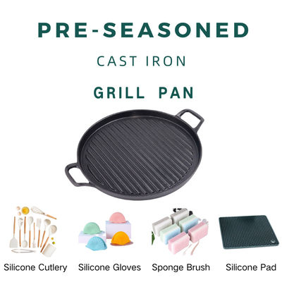 Piastra Pan With Ridge del giro del ghisa del BARBECUE multifunzionale 24/28/30 di cm:
