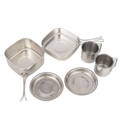 La cottura di campeggio di H6.8CM ha messo le pentole di campeggio 6pcs/Set dell'acciaio inossidabile di D14.7CM