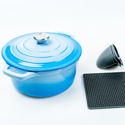 Casseruola in ghisa OEM Casseruola rotonda a due manici con coperchio