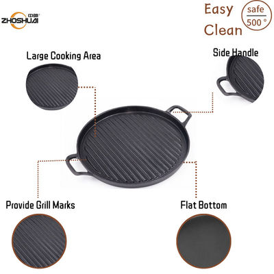 Piastra Pan With Ridge del giro del ghisa del BARBECUE multifunzionale 24/28/30 di cm: