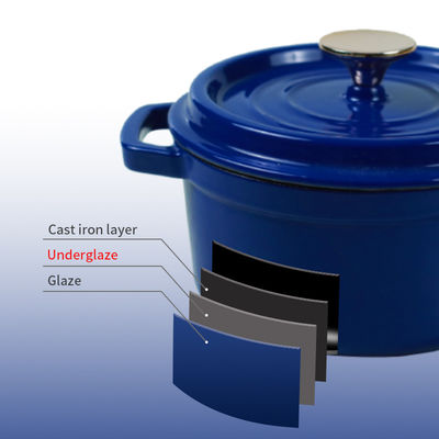 Rivestimento di smalto Fuoco di ghisa rotondo Cocotte Set Mini forni olandesi con coperchio