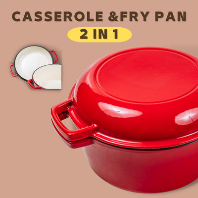 casseruola 2 del ghisa 4.8L in 1 forno olandese del ghisa con il coperchio della padella