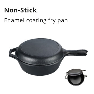 2 in 1 forno olandese della casseruola pre esperta del ghisa con la maniglia lunga