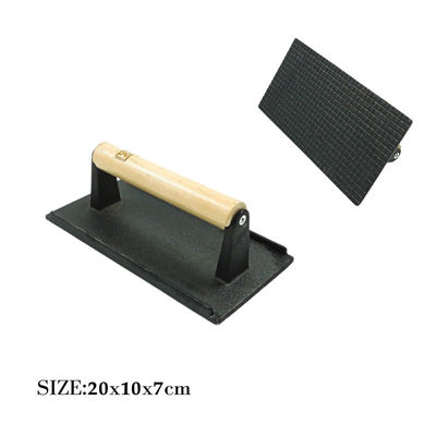 stampa rettangolare della bistecca del ghisa di 21X11X1.2cm con la maniglia di legno