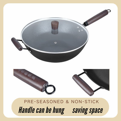 Non maniglia di legno di Pan Good Heat Retention With del wok cinese del bastone