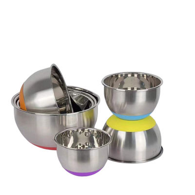 Insalatiera del metallo di acciaio inossidabile con il fondo del silicone del coperchio 1.25L-5L