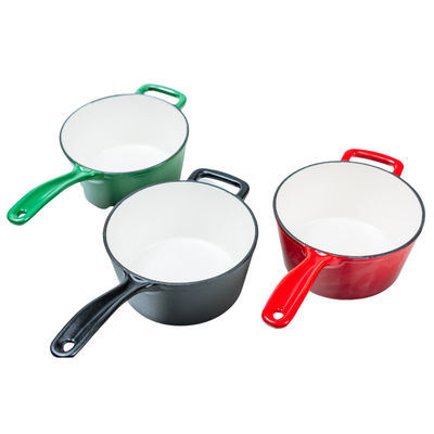vaso smaltato rosso della casseruola della colata del ferro di 16cm con la maniglia lunga