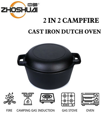 la casseruola 4.8L del ghisa di 26cm il forno olandese 2 del ghisa in 1 maniglia facile