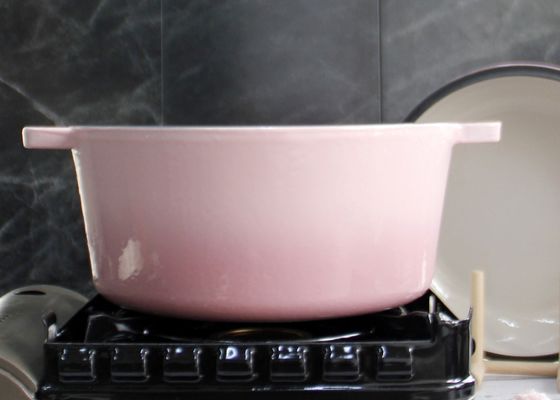 Il rosa ha smaltato il ghisa pre esperto Pan Lid And Dutch Oven 2 in 1