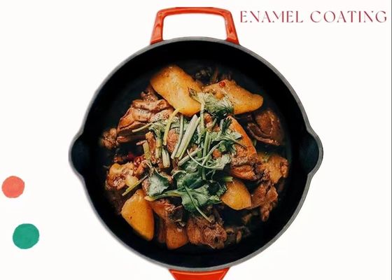 Non il bastone ha smaltato la padella del ghisa frigge nel grasso bollente Pan With Handles