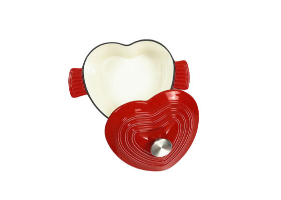 Rivestimento a forma di dello smalto del piatto della casseruola del metallo del cuore con due maniglie laterali