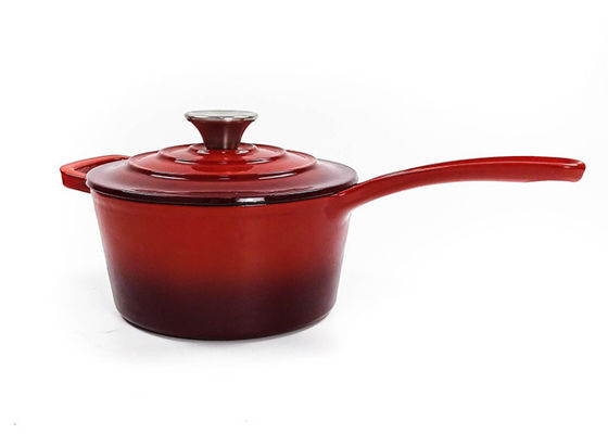 vaso smaltato rosso della casseruola della colata del ferro di 16cm con la maniglia lunga