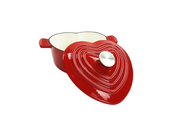 Rivestimento a forma di dello smalto del piatto della casseruola del metallo del cuore con due maniglie laterali