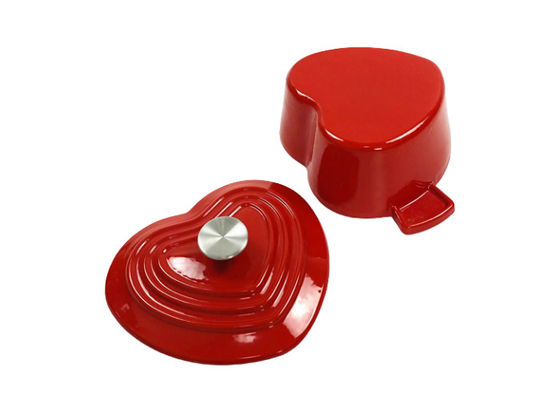 Rivestimento a forma di dello smalto del piatto della casseruola del metallo del cuore con due maniglie laterali