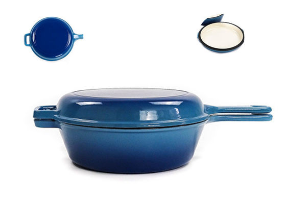 2 in 1 padella Pan Enamel Coated del ghisa casseruola della padella del ghisa da 3,2 quarti