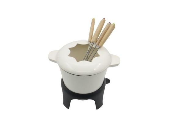 Dell'OEM del formaggio del ghisa della fonduta del vaso fondo piatto dello smalto del bastone non