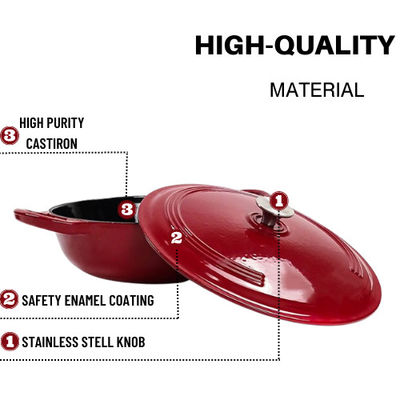 Casserotti in ghisa a smalto rosso con set di posate in silicone