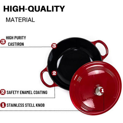 Casserotti in ghisa a smalto rosso con set di posate in silicone