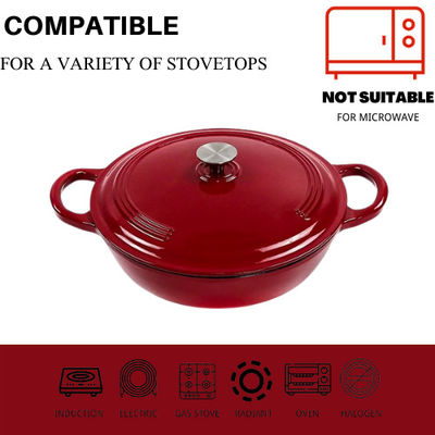 Casserotti in ghisa a smalto rosso con set di posate in silicone