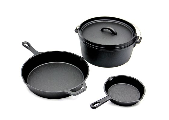 3 pezzi pre hanno condito il ghisa che frigge lo SGS ISO9005 di Pan Set BSCI