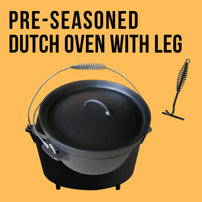 » turco Oven Pre Seasoned Matt Black del ghisa 31X14 con le gambe