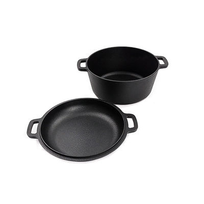 la casseruola 4.8L del ghisa di 26cm il forno olandese 2 del ghisa in 1 maniglia facile