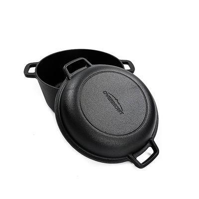 la casseruola 4.8L del ghisa di 26cm il forno olandese 2 del ghisa in 1 maniglia facile