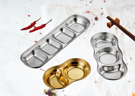 Salsa di condimento divisa piatto di immersione in acciaio inossidabile OEM &amp; ODM per ristorante domestico
