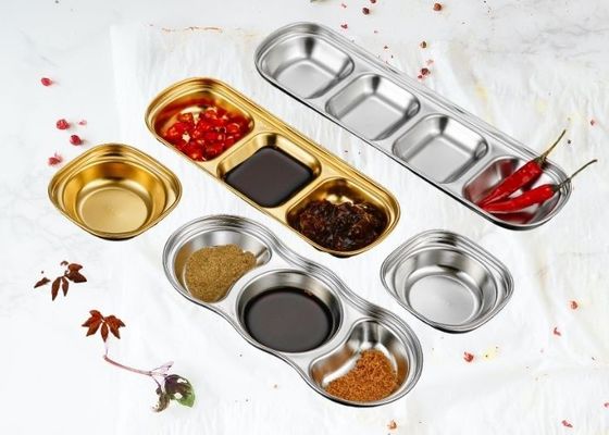 Salsa di condimento divisa piatto di immersione in acciaio inossidabile OEM &amp; ODM per ristorante domestico