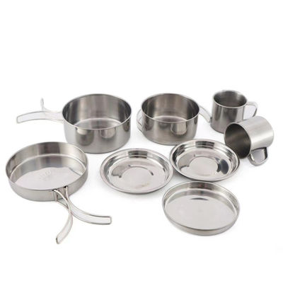 8pcs che si accampa cucinando il campeggio inossidabile dell'insieme ha fissato l'escursione del vaso ISO9001