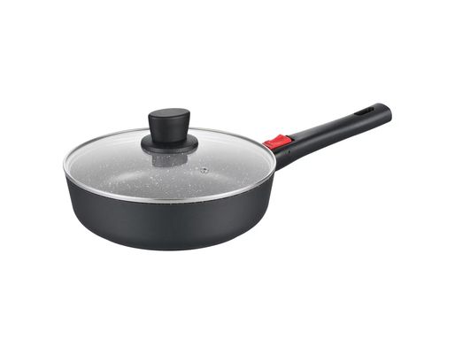 Grande piatto profondo Aluminumpot 28cm con il nero di vetro del coperchio