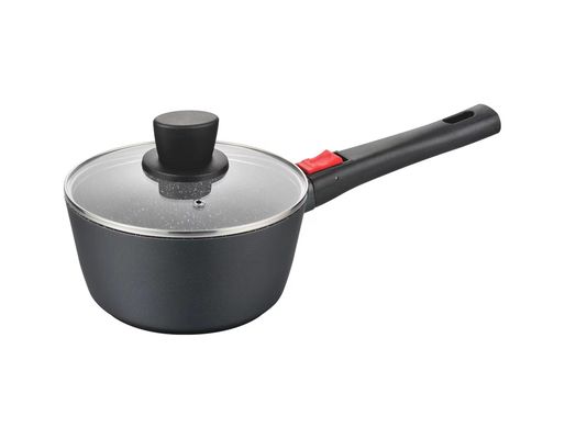 Grande piatto profondo Aluminumpot 28cm con il nero di vetro del coperchio