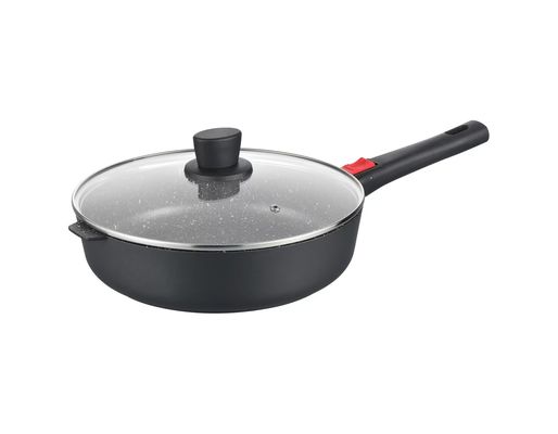 Grande piatto profondo Aluminumpot 28cm con il nero di vetro del coperchio