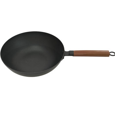 12&quot; wok della padella del ghisa dello SGS del diametro con la maniglia di legno