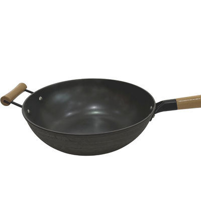 Copertura di legno cinese della maniglia della pentola 30cm del wok di induzione della padella del ghisa