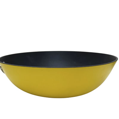 Wok cinese della padella premio del ghisa 13Inch con il coperchio e non il bastone di vetro temperati