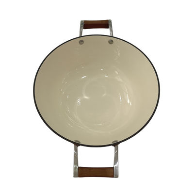 wok cinese della padella del ghisa 15Inch con le maniglie durevoli del ciclo