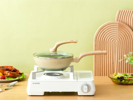 13Inch il wok di alluminio cinese Pan With Tempered Glass Lid e non attacca il rivestimento