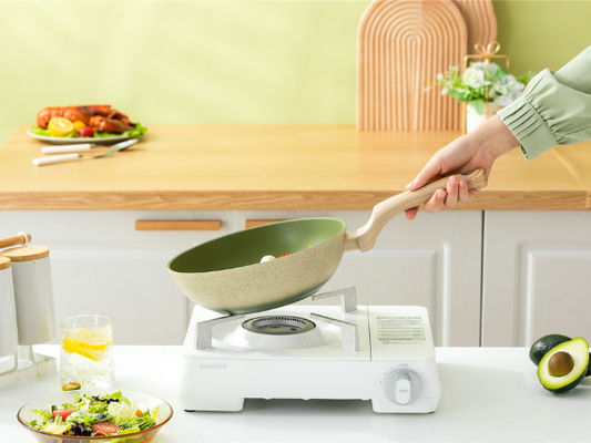 13Inch il wok di alluminio cinese Pan With Tempered Glass Lid e non attacca il rivestimento