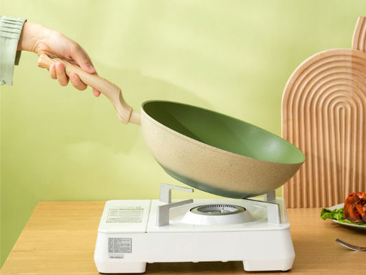 13Inch il wok di alluminio cinese Pan With Tempered Glass Lid e non attacca il rivestimento