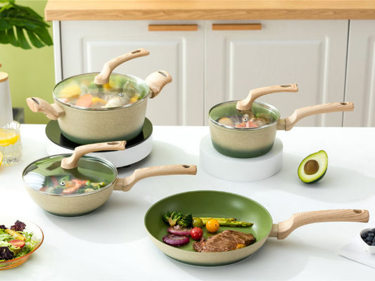 Le pentole di alluminio premio 7Piece hanno messo per verde di Cooktops di induzione