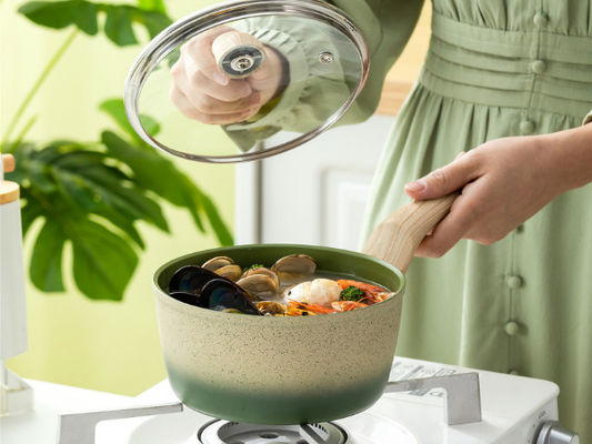 Maniglie resistenti di Pan Non Stick With Heat della casseruola di alluminio di rendimento elevato e coperchio di vetro