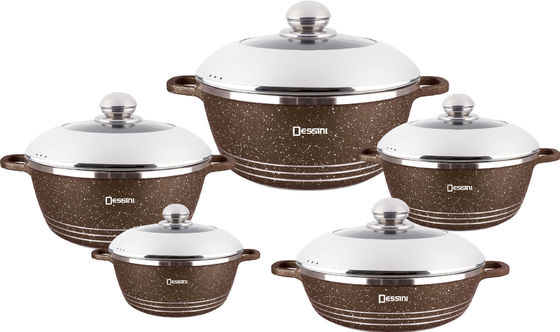 10pcs Nuovo design colata a stampa non adesiva di alluminio utensili da cucina imposta Soup Pot
