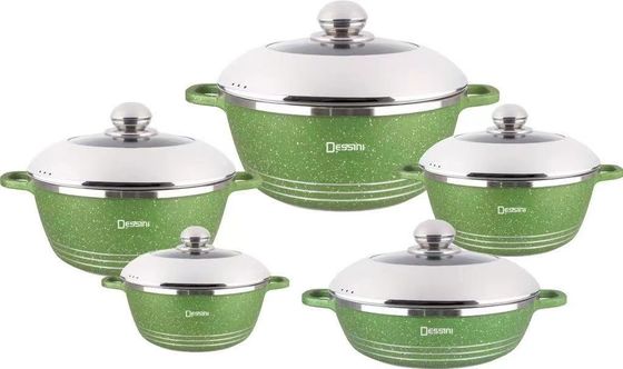 10pcs Nuovo design colata a stampa non adesiva di alluminio utensili da cucina imposta Soup Pot