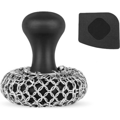 Skillet Pan Cast Iron Scrubber Pulito per piatti con maniglia in silicone