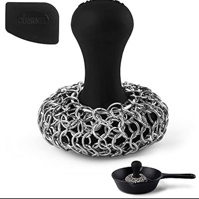 Skillet Pan Cast Iron Scrubber Pulito per piatti con maniglia in silicone
