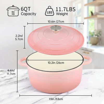 5Forno olandese in ghisa smaltato da.5Qt - Perfetto per cucinare pane e pasta acida, sicuro dal forno