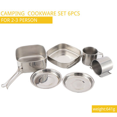 La cottura di campeggio di H6.8CM ha messo le pentole di campeggio 6pcs/Set dell'acciaio inossidabile di D14.7CM