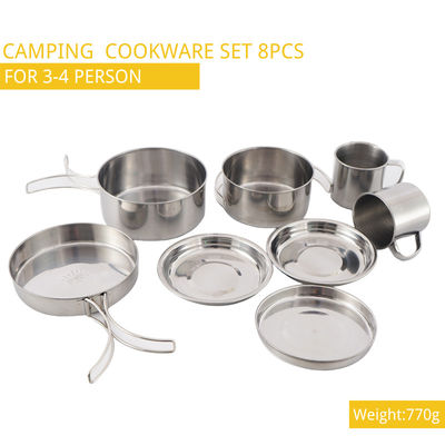 8pcs che si accampa cucinando il campeggio inossidabile dell'insieme ha fissato l'escursione del vaso ISO9001